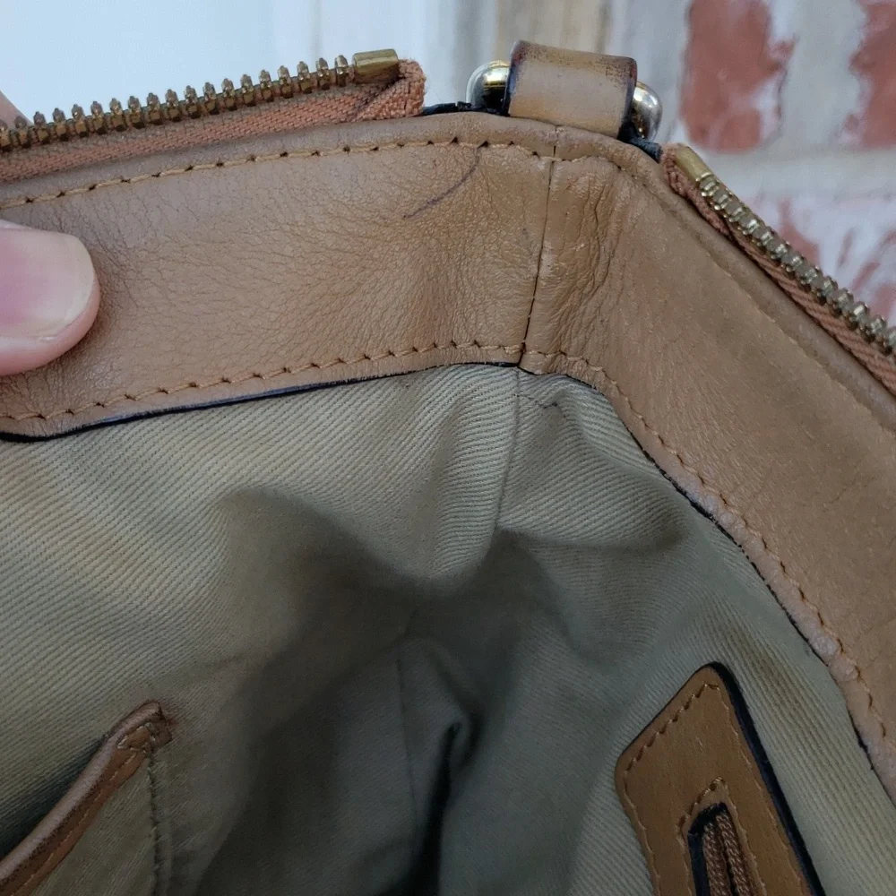 MCM Cognac Visetos Monogram Leather Tote